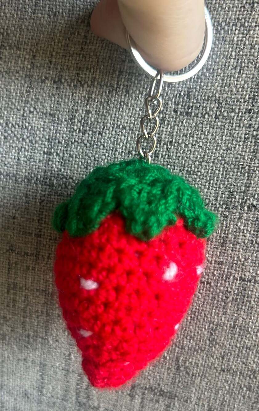 Handmade Crochet Strawberry Keychain